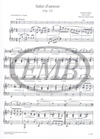 Elgar: Salut d'amour Opus 12 for Cello published by EMB