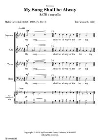 Quinn: My Song Shall be Alway SATB or Unison published by Paraclete