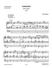 Bedard: Andantino for Organ published by Cheldar