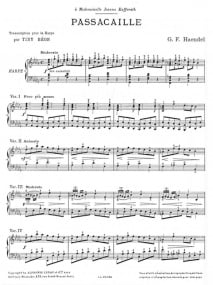 Handel: Passacaille / Passacaglia for Harp published by Leduc