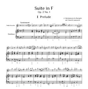 Hotteterre: Suite in F Opus 2 No 1 for Treble Recorder published by Clifton