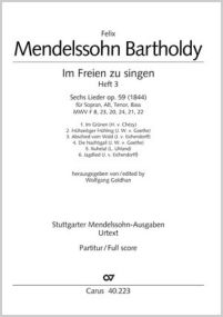 Mendelssohn: Im Freien zu singen Heft 3 published by Carus