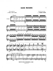 Saint-Saens: Danse Macabre for Piano published by Kalmus