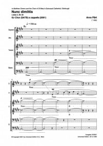 Part: Nunc Dimittis published by Universal Edition - Choral Score