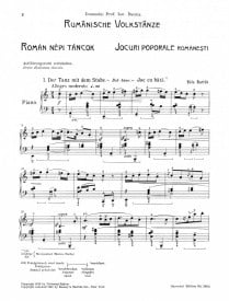 Bartok: Roumanian Folk Dances for Piano published by Universal