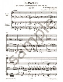 Mozart: Concerto No. 21 in C K467 for 2 Pianos published by Peters