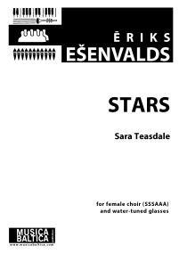 Esenvalds: Stars SSSAAA published by Musica Baltica