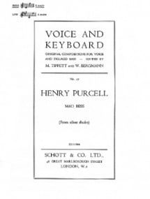 Purcell: Mad Bess for High Voice in C published by Schott