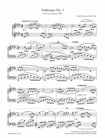 Debussy: Arabesque No. 1 for Piano published by Peters