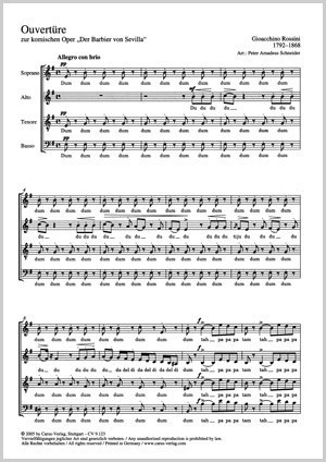 Rossini: Ouverture for the opera ''Il Barbiere di Siviglia'' SATB published by Carus