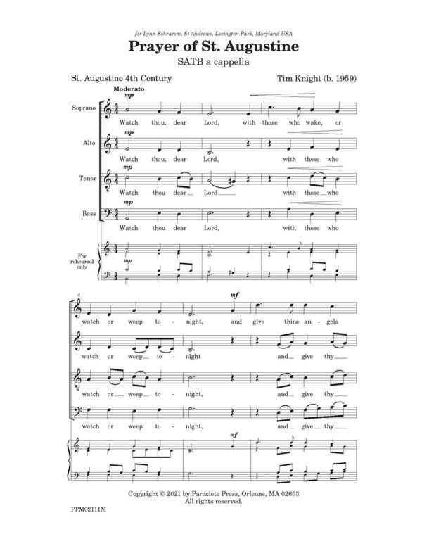 Knight: Prayer of St. Augustine SATB published by Paraclete