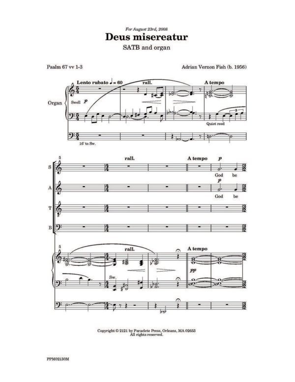 Vernon Fish: Deus misereatur SATB published by Paraclete