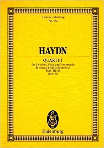 Haydn: String Quartet D minor Opus 42 Hob. III:43 (Study Score) published by Eulenburg