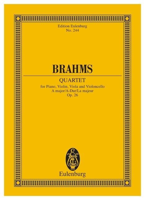 Brahms: Piano Quartet A major Opus 26 (Study Score) published by Eulenburg