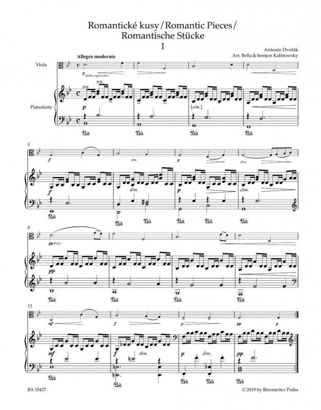 Forwoods Scorestore Dvorak Romantic Pieces Opus 75 For Viola