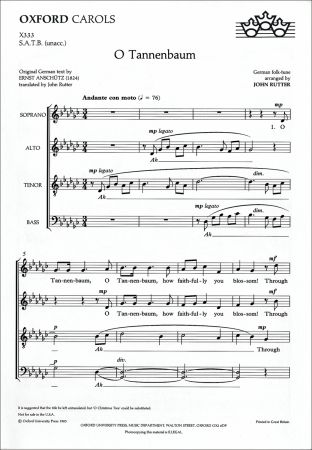 Rutter: O Tannenbaum SATB published by OUP