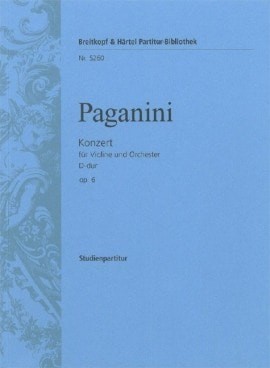 Paganini: Violin Concerto No. 1 in D major Op. 6 (Study Score) published by Breitkopf