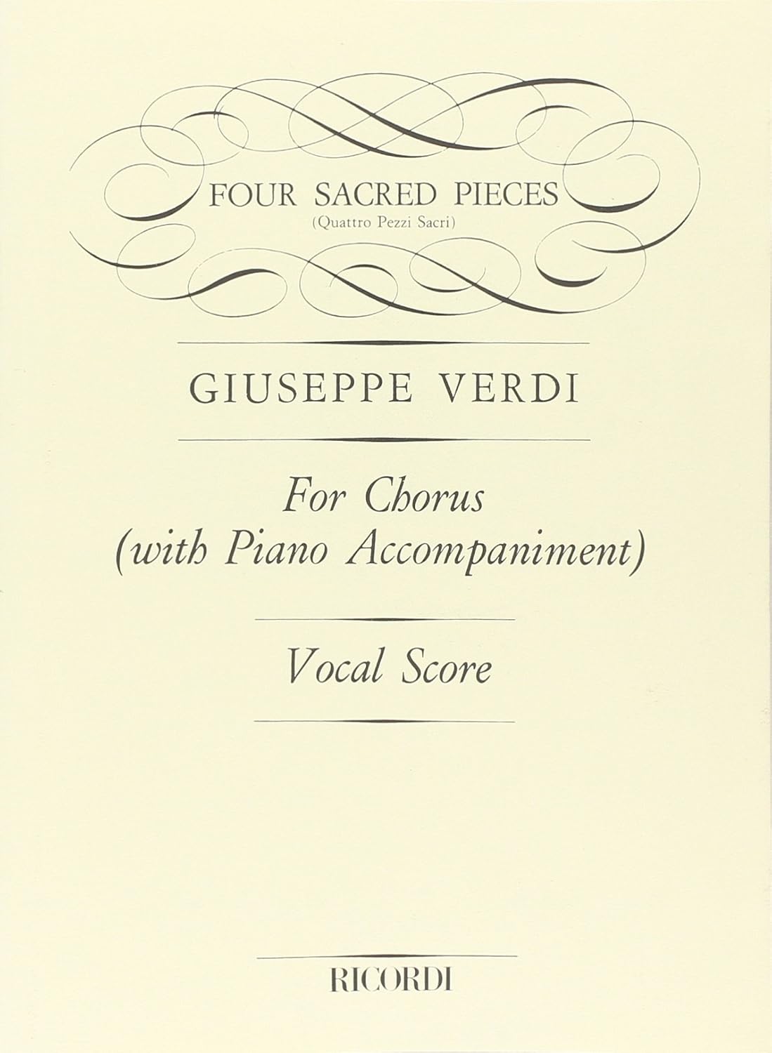 Verdi: 4 Sacred Pieces published by Ricordi - Vocal Score