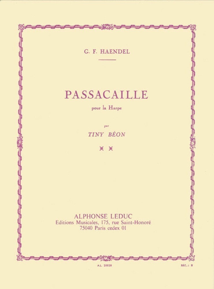 Handel: Passacaille / Passacaglia for Harp published by Leduc