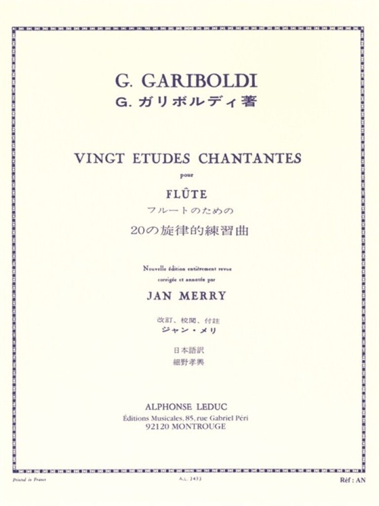 Gariboldi: 20 Etudes Chantantes Opus 88 for Flute published by Leduc