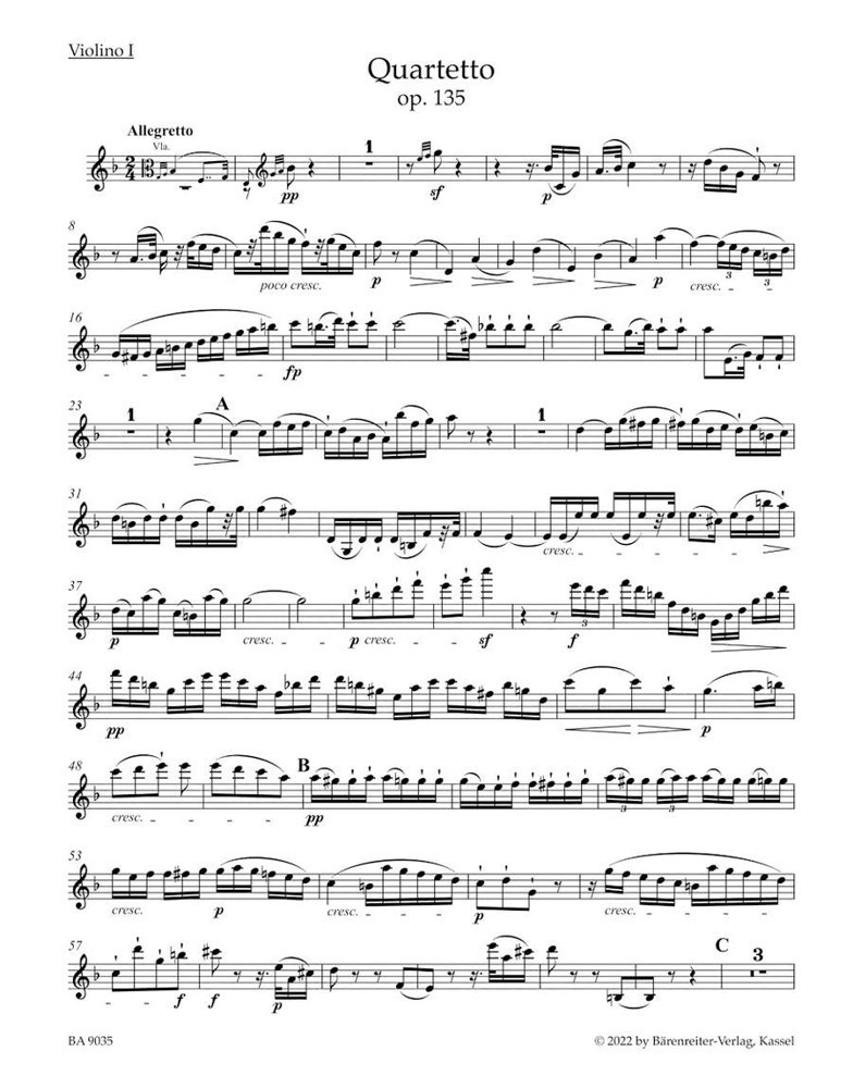 Forwoods Scorestore Beethoven String Quartet In F Major Opus 135