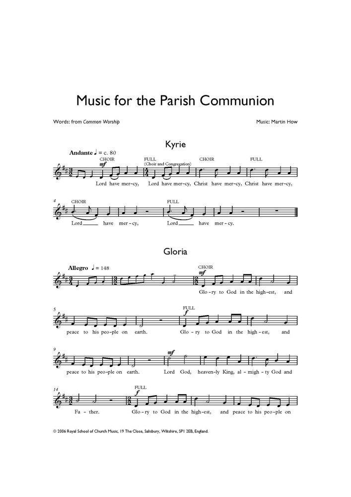 How: Music for the Parish Communion published by RSCM - Congregation Part