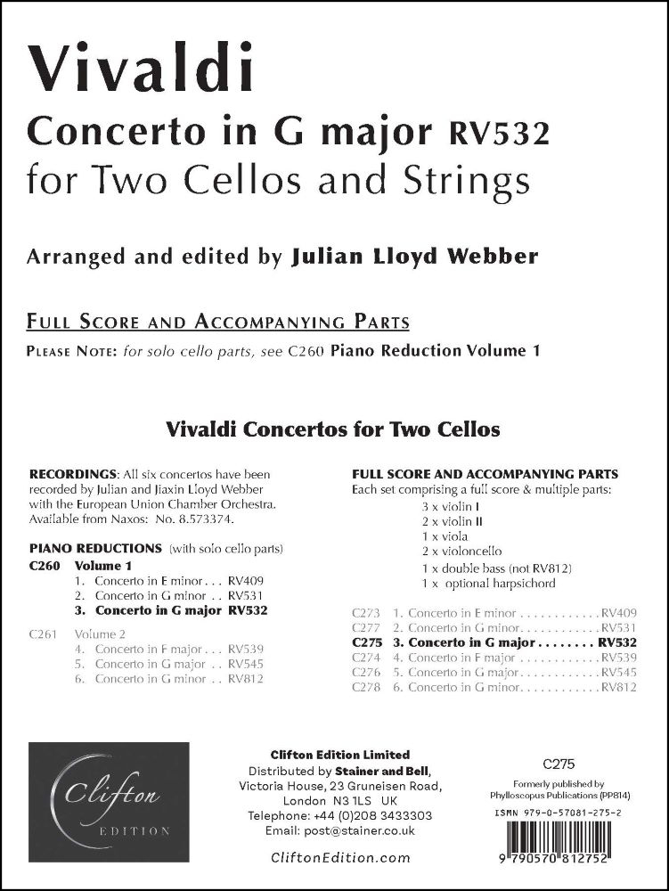 Vivaldi: Concerto in G RV532 published by Clifton