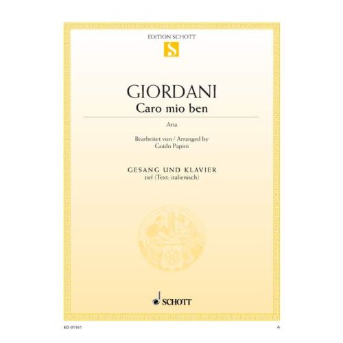 Giordani: Caro Mio Ben for Low Voice in Db published by Schott