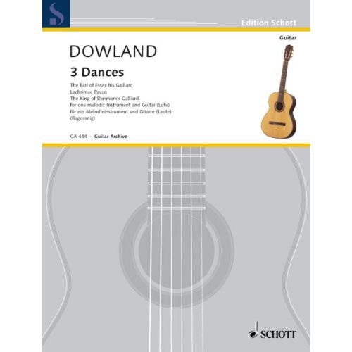 Dowland: 3 Dances for 1 Melodic Instrument &  Guitar published by Schott