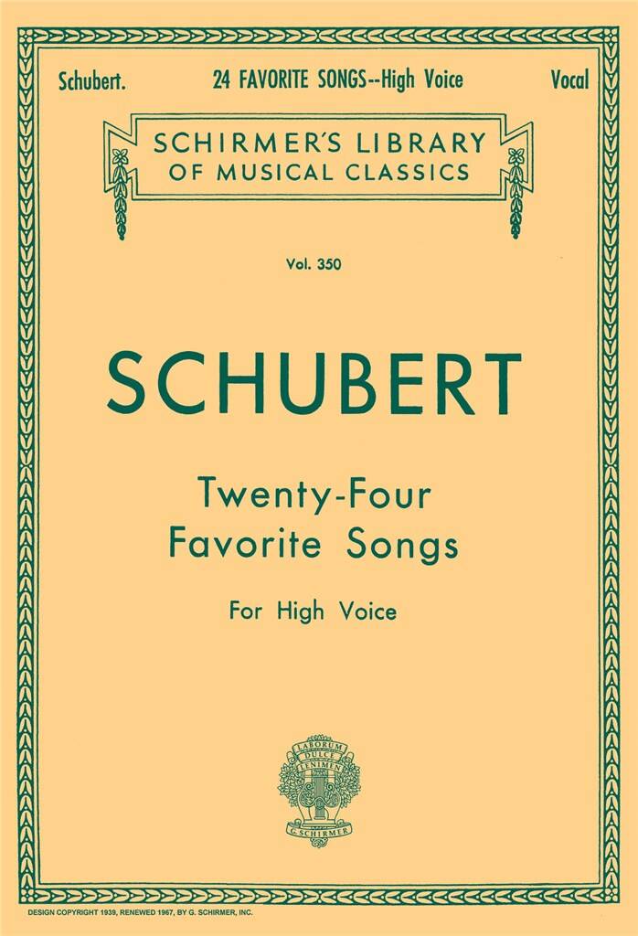 Schubert: 24 Favourite Songs for High Voice published by Schirmer