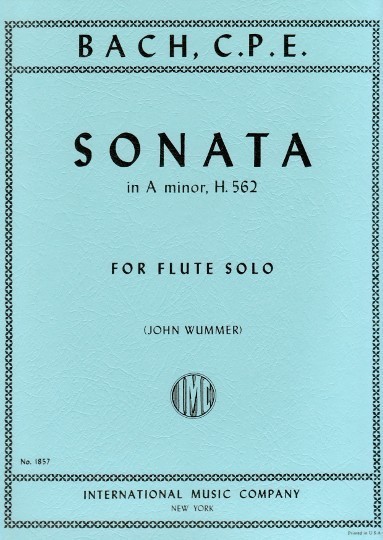 C P E Bach: Sonata in A minor for Solo Flute H562 published by IMC