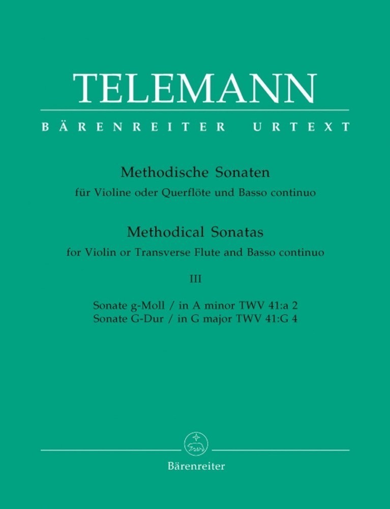 Telemann: Twelve Methodical Sonatas for Flute (Violin) and Continuo Volume 3 published by Barenreiter