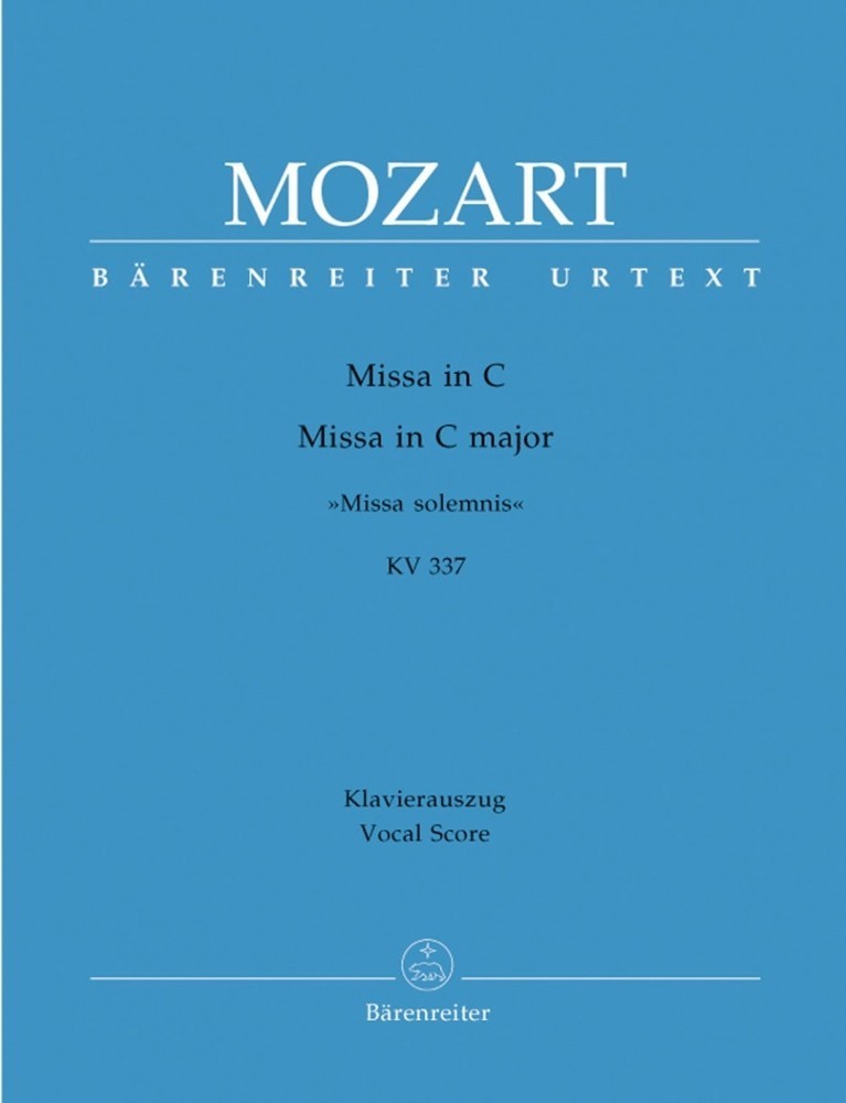 Mozart: Missa solemnis in C (K337) published by Barenreiter Urtext - Vocal Score