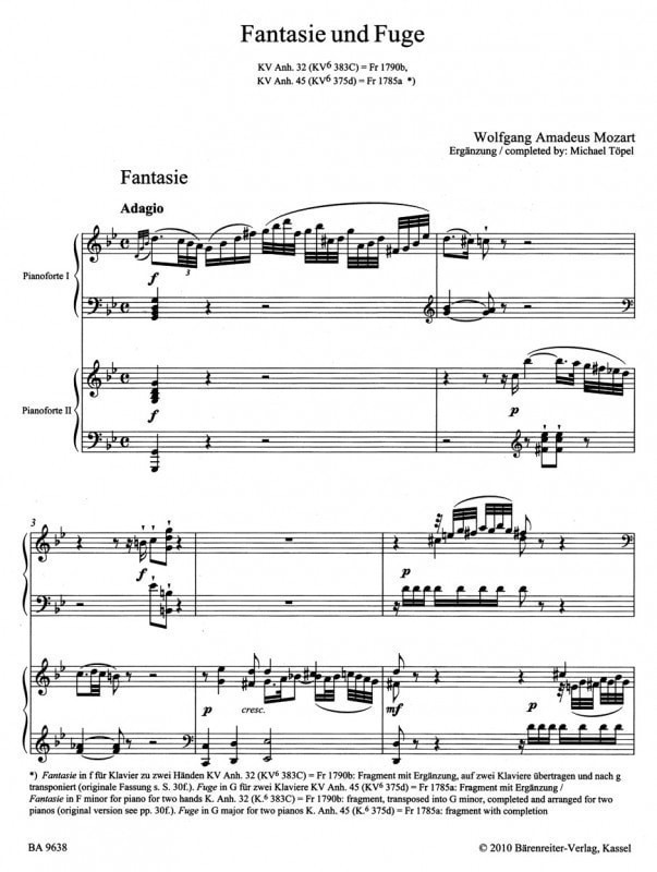 Forwoods Scorestore Mozart Fantasia In G Minor And Fuga In G