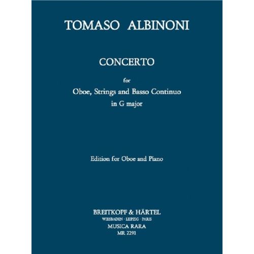 Albinoni: Concerto in G Major for oboe & piano published by Breitkopf