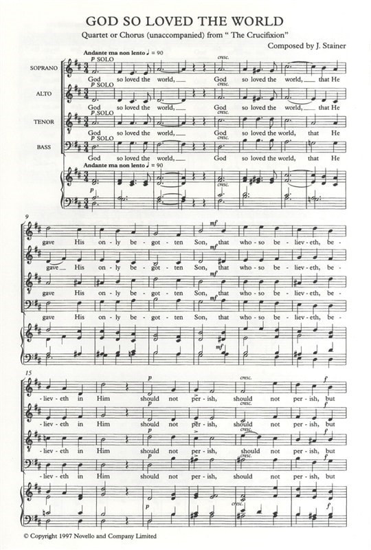 Stainer: God So Loved The World SATB published by Novello