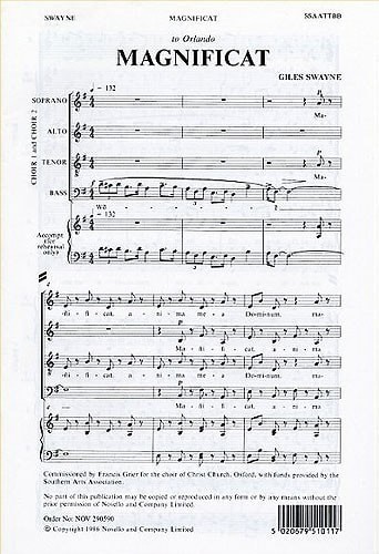 Swayne: Magnificat SATB published by Novello