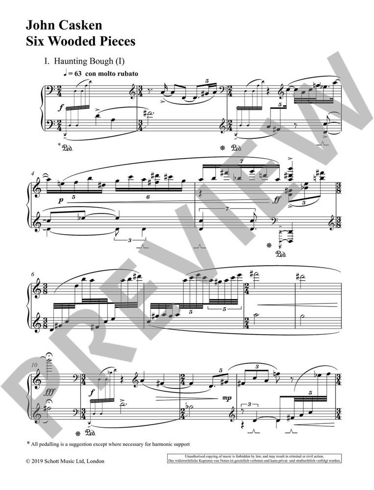 Forwoods Scorestore Casken Six Wooded Pieces For Piano Published By