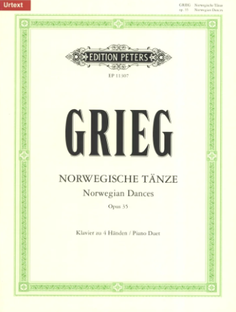 Grieg: Norwegian Dances Opus 35 Nos 1 - 4 for Piano Duet published by Peters