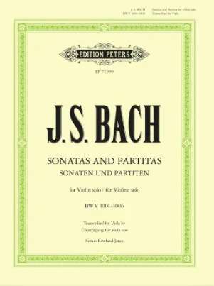 Bach: Sonatas & Partitas BWV1001-1006 transcribed for Viola published by Peters