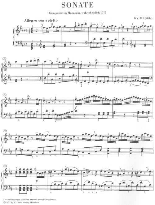 Forwoods Scorestore Mozart Sonata In D K311 For Piano Published By Henle