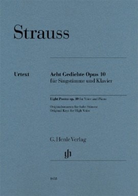 Strauss: Eight Poems Opus 10 for High Voice published by Henle